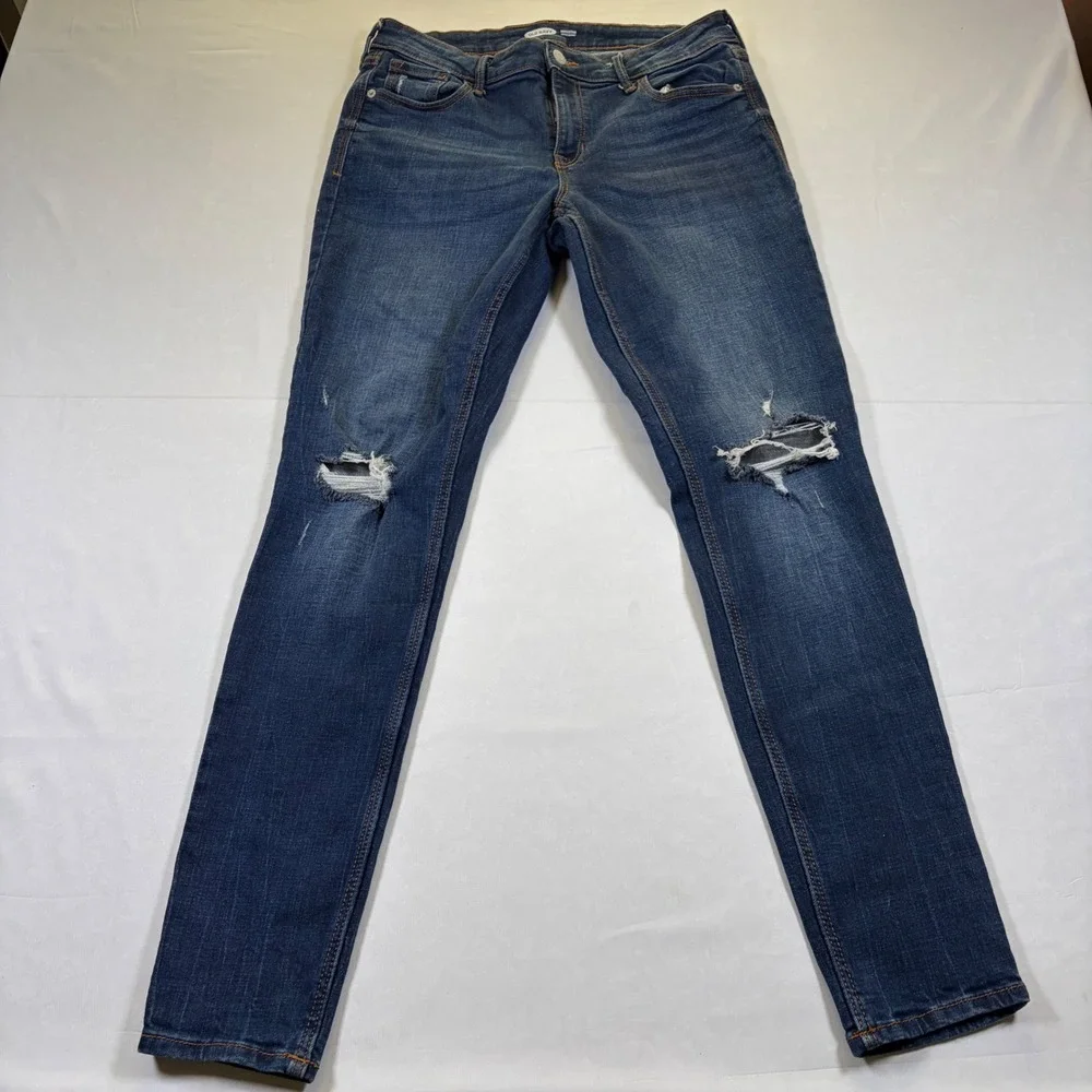 Old Navy Rockstar Super Skinny Jeans Distressed Dark Wash Denim Kids